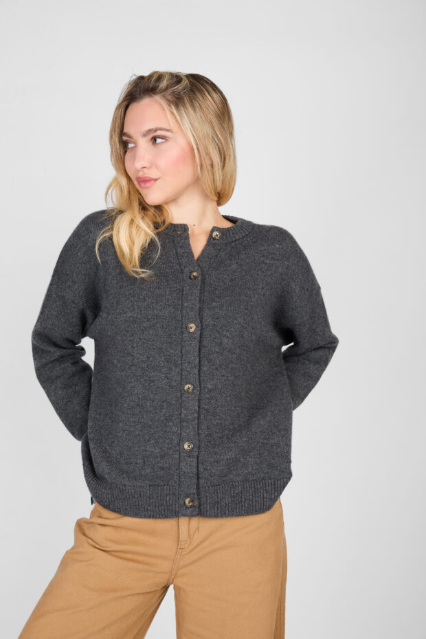 Cardigan Lana Cashmere gris topo