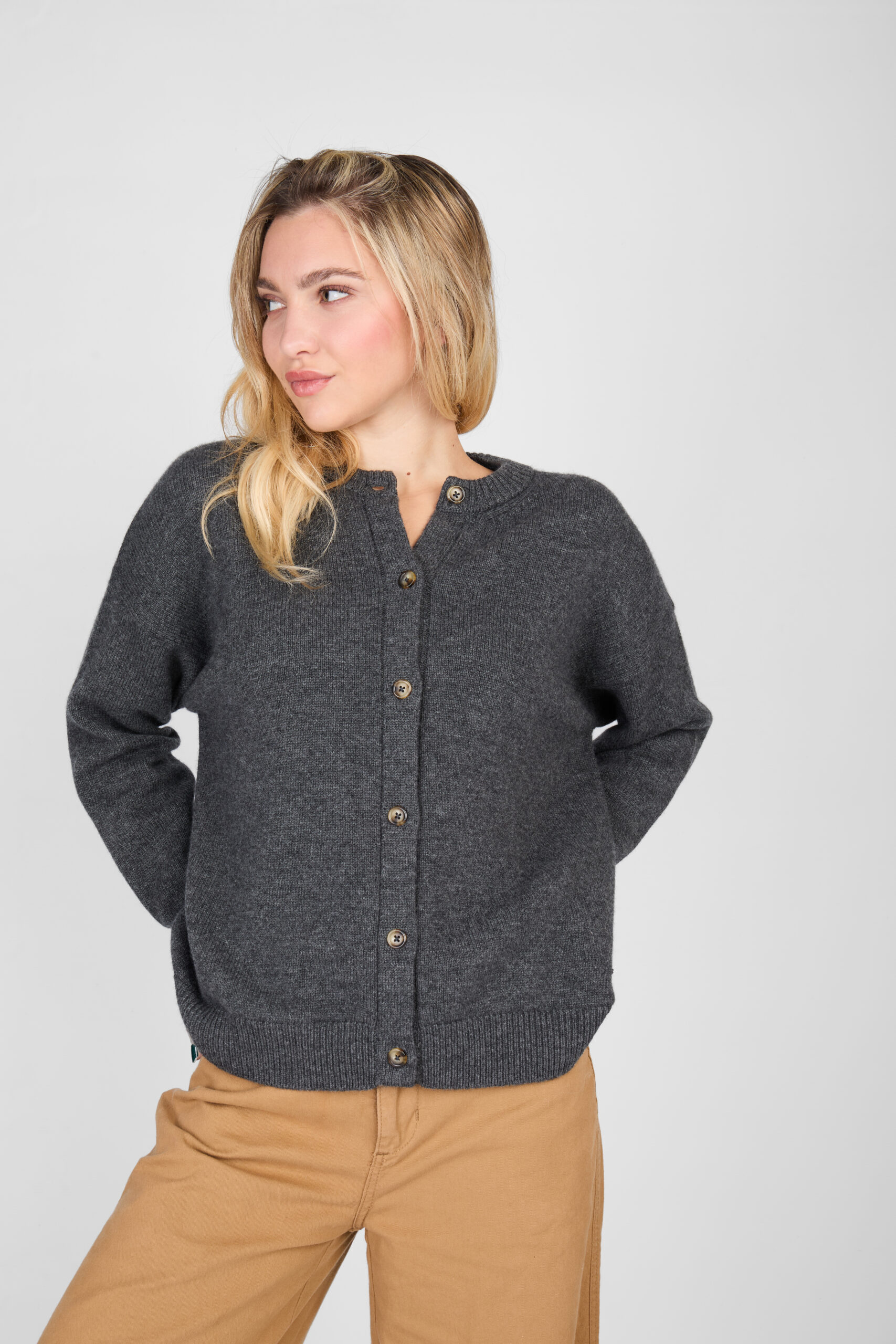 Cardigan Lana Cashmere gris topo