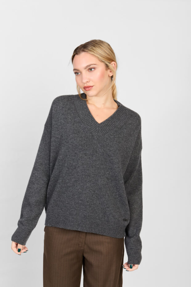 Sweater Lana Cashmere gris topo