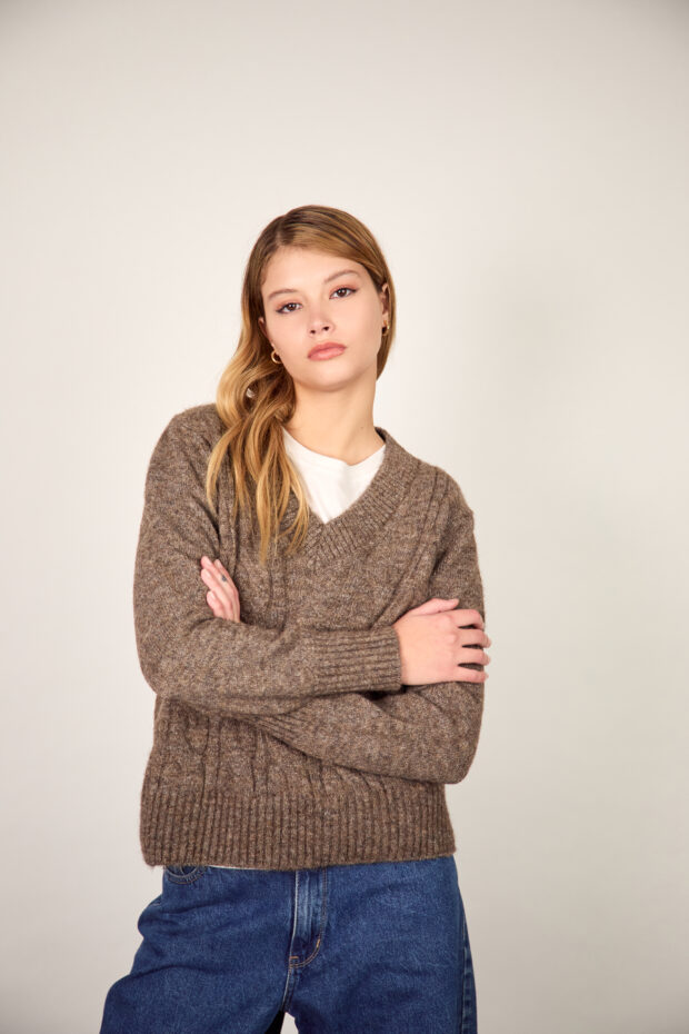 Sweater Caoba marrón melange