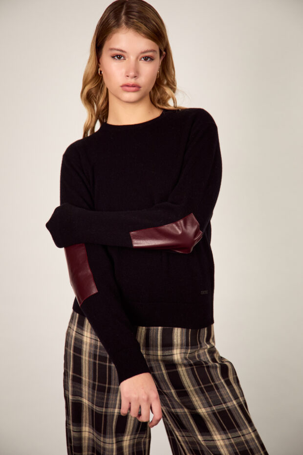 Redondo Lana Cashmere con Cuero negro