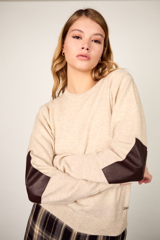 Redondo Lana Cashmere con Cuero crudo